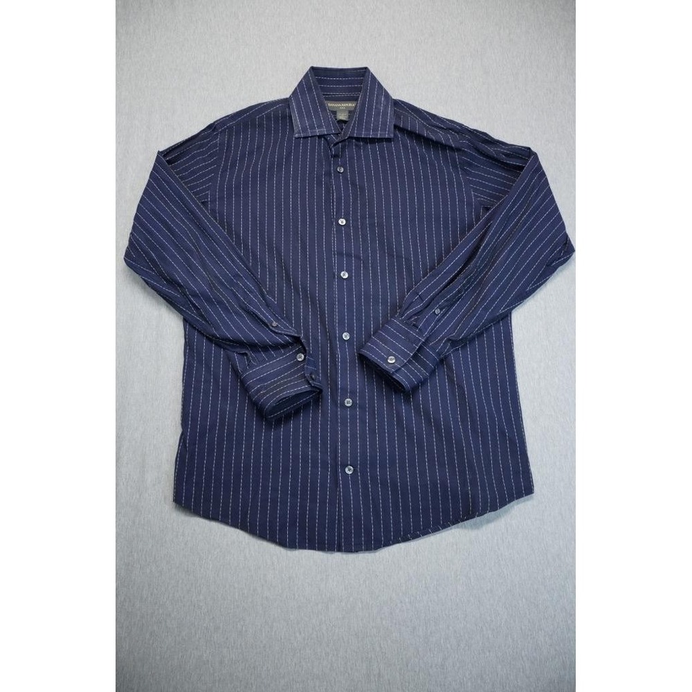 Banana Republic Shirt Mens Medium 15-15 1/2 Blue White‎ Striped Button Down Up